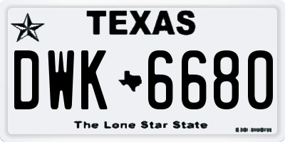 TX license plate DWK6680