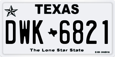 TX license plate DWK6821