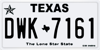 TX license plate DWK7161