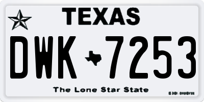 TX license plate DWK7253