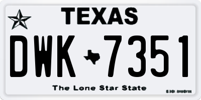 TX license plate DWK7351