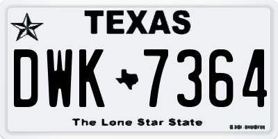 TX license plate DWK7364