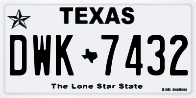 TX license plate DWK7432