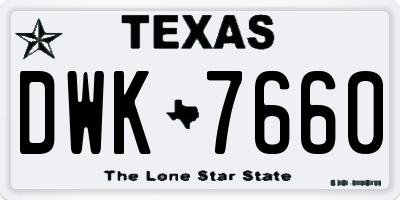TX license plate DWK7660