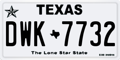 TX license plate DWK7732