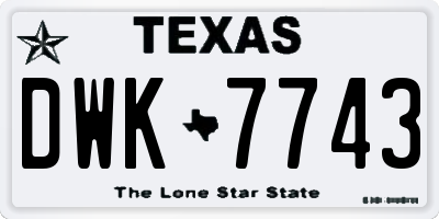 TX license plate DWK7743