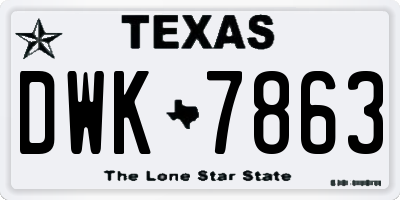 TX license plate DWK7863