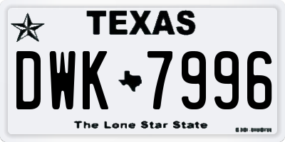 TX license plate DWK7996