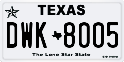 TX license plate DWK8005