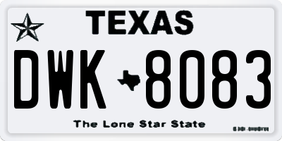 TX license plate DWK8083