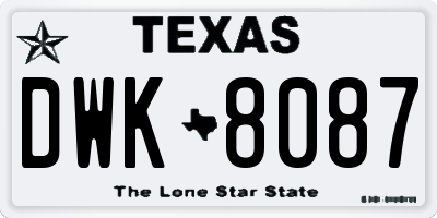 TX license plate DWK8087