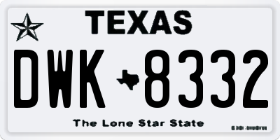 TX license plate DWK8332