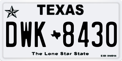 TX license plate DWK8430