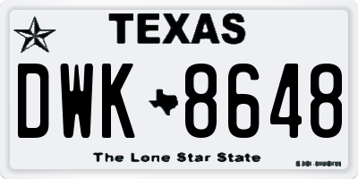 TX license plate DWK8648
