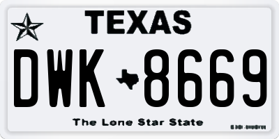 TX license plate DWK8669