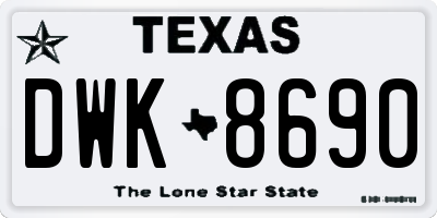 TX license plate DWK8690