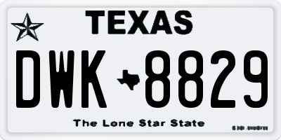 TX license plate DWK8829