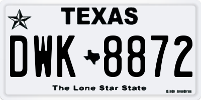 TX license plate DWK8872