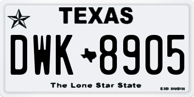 TX license plate DWK8905