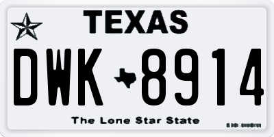 TX license plate DWK8914