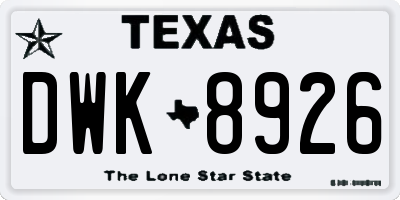 TX license plate DWK8926