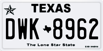 TX license plate DWK8962