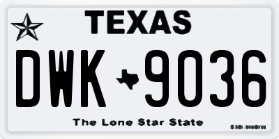 TX license plate DWK9036