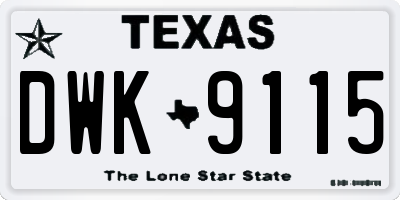 TX license plate DWK9115