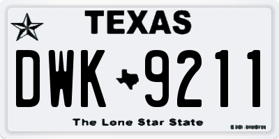 TX license plate DWK9211