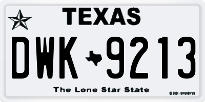 TX license plate DWK9213