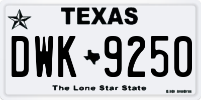 TX license plate DWK9250