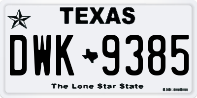 TX license plate DWK9385