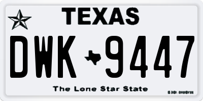 TX license plate DWK9447