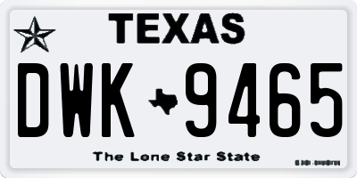 TX license plate DWK9465