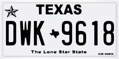 TX license plate DWK9618