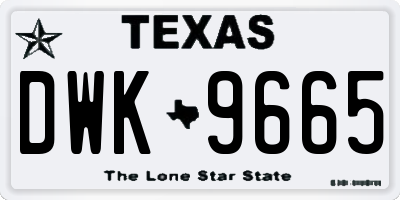 TX license plate DWK9665