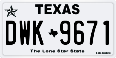 TX license plate DWK9671