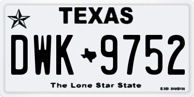 TX license plate DWK9752