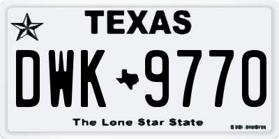 TX license plate DWK9770