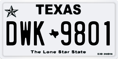 TX license plate DWK9801
