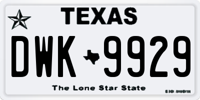 TX license plate DWK9929