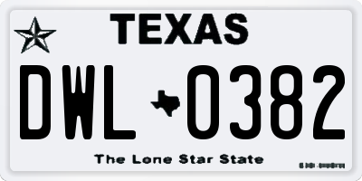 TX license plate DWL0382
