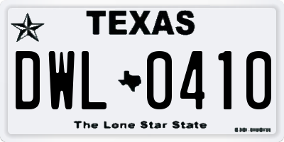 TX license plate DWL0410