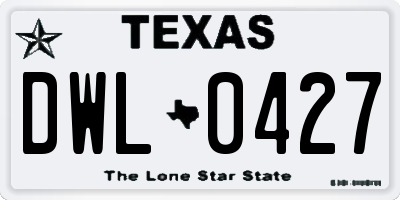 TX license plate DWL0427