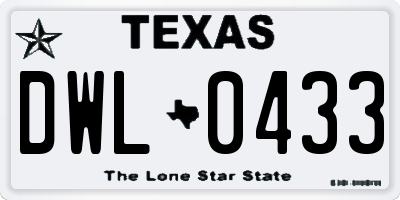 TX license plate DWL0433