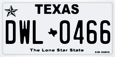 TX license plate DWL0466