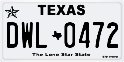 TX license plate DWL0472