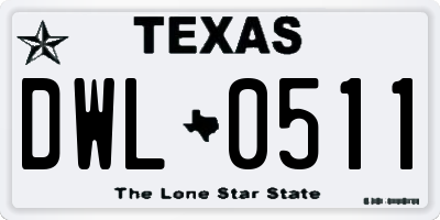 TX license plate DWL0511