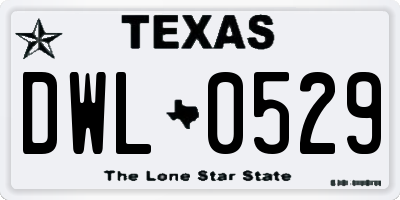 TX license plate DWL0529