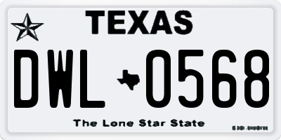 TX license plate DWL0568